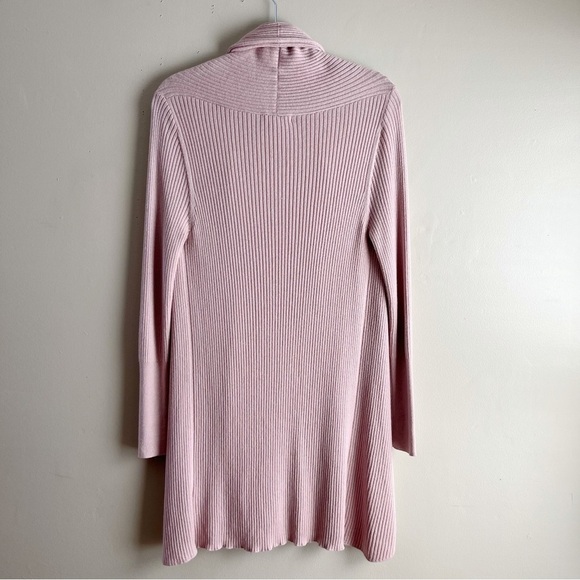 Leith Ribbed Shawl Cocoon Open Front Cardigan Sweater in Dusty Rose Pink, XS - Picture 10 of 12